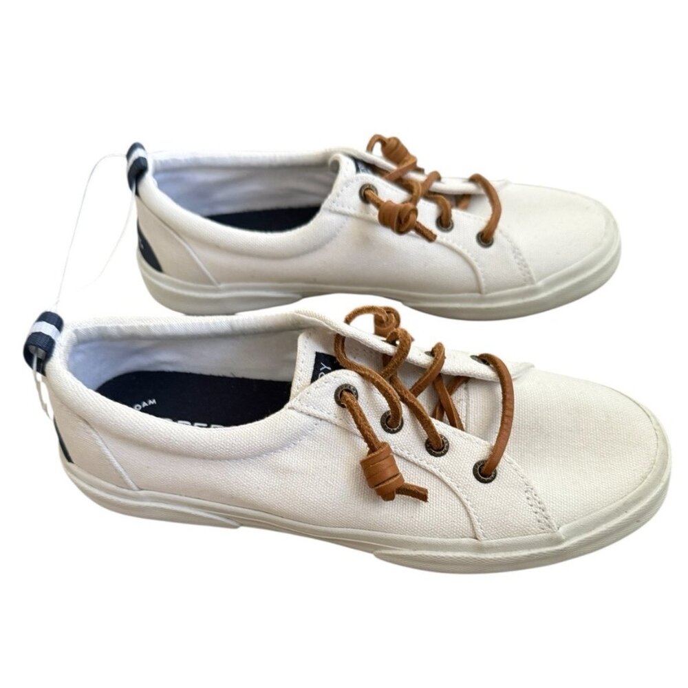 Sperry Topsider Women’s Size 6.5 High White Canvas Sneakers Shoes *PB - Picture 2 of 9